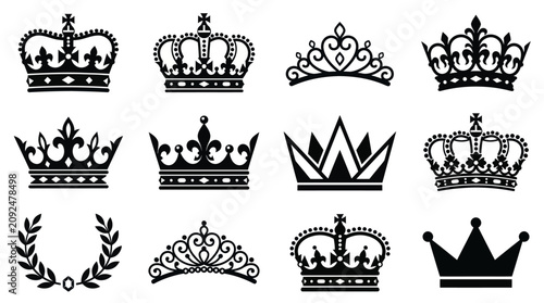 Fotografie Royal crowns and tiaras are displayed in various designs and styles together