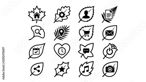 Canvastavla Various icons featuring symbols and objects are arranged on a plain surface