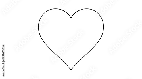 Konstfotografi A clean black and white line art vector icon of a heart shape, suitable for love, favorites, likes, romance, or social media engagement interfaces