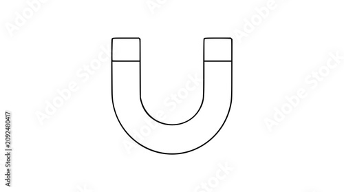 Konstfotografi A clean black and white line art vector icon showing a stylized horseshoe magnet, suitable for science apps, magnetic therapy branding, or physics concept visualization