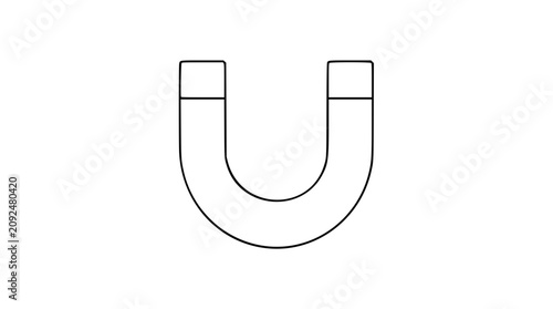 Foto A clean black and white line art vector icon showing a stylized horseshoe magnet, suitable for science apps, magnetic therapy branding, or physics concept visualization