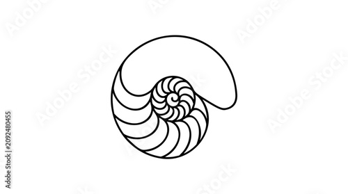 Foto A clean black and white line art vector icon featuring a nautilus shell cross-se