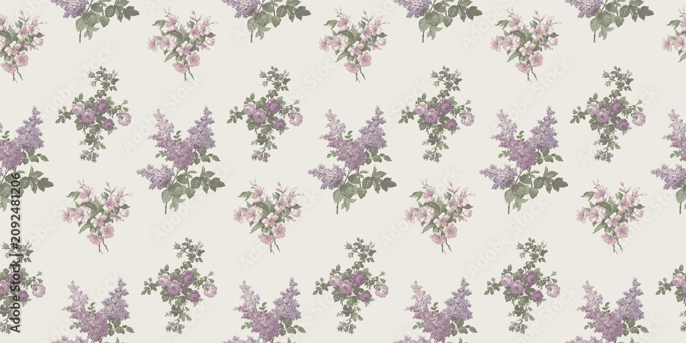 Fototapeta premium seamless pattern with flowers and leaves