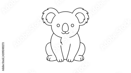 Canvas Print A clean black and white line art vector icon of a koala clinging to a tree branch, perfect for wildlife conservation materials, educational content, or Australian-themed designs