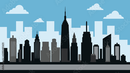 Obraz na plátně Very beautiful black and white realistic vector illustration of Lower Manhattan