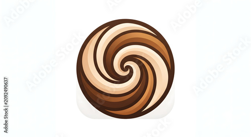 Abstract swirl circle vector icon logo with coffee and chocolate cream colors