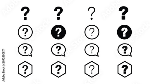 Bild auf Leinwand Question marks in different shapes and styles on white background  various icons