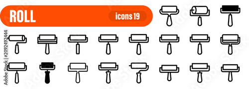 Paint roller and home renovation tool icons