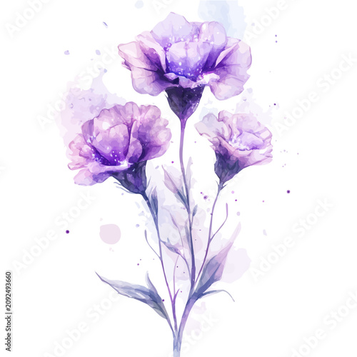 Принти на полотні Statice Flower watercolor painterly illustration, semi-realistic fantasy design,