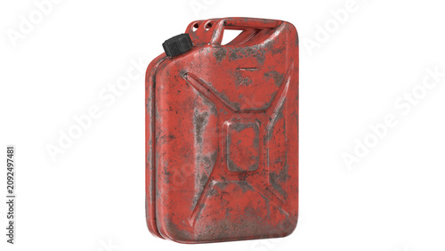 Tableau sur toile Rusty metal gas can in a three quarter view