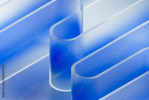 Closeup Translucent Blue Geometric Forms