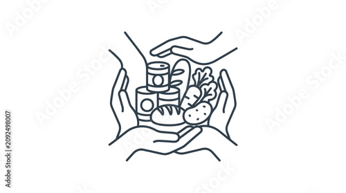 Hands Protecting Food Supplies - Charity and Donation Concept