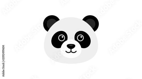 A cute cartoon panda face with black eye patches and ears, a small nose, and a slight smile.
