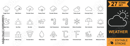 Foto Weather line editable icon set