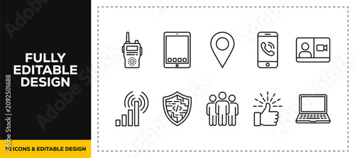 Bild auf Leinwand flat vector illustration line art icon bundle set design illustrating digital co
