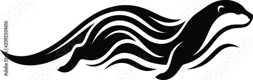 Fotografie Otter silhouette vector illustration in a tribal style swimming gracefully for wildlife logo and design