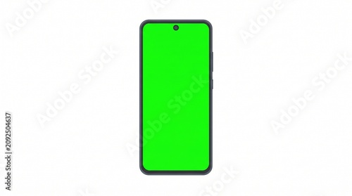 Modern Smartphone with Green Screen Chroma Key Mockup Isolated on White Background Illustration
