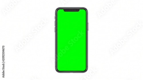 Modern Smartphone Mockup with Chroma Key Green Screen Isolated on White