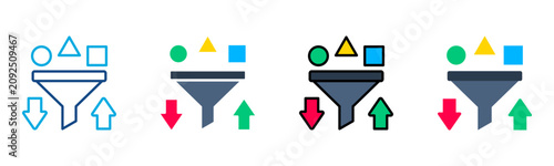 Fotografie Sort Icon Multiple Style Collection