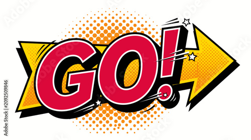 Foto A colorful comic book style go sign.