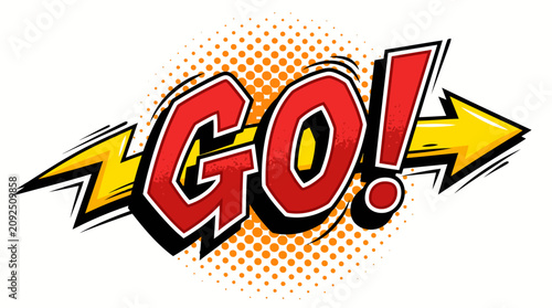 Konstfotografi Vibrant comic book style GO exclamation mark.