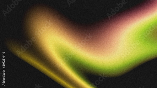 Konstfotografi Textured noisy abstract backdrop on solid black base, featuring smooth curved gradient waves blending golden yellow, olive green, and muted dusty pink grainy blur