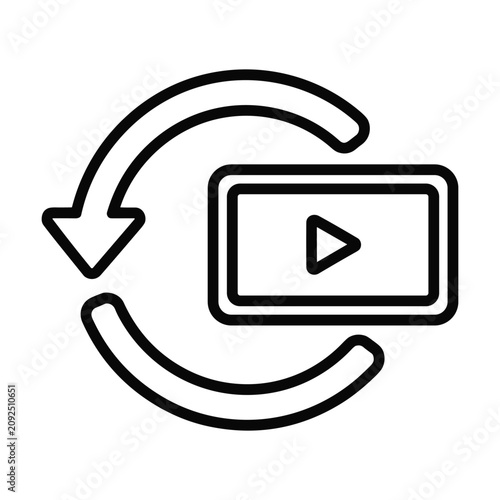 Video player screen with circular refresh arrow for playback loop