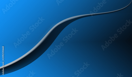 Slika na platnu A very smooth blue gradient, shifting from bright blue to a dark, near-black blue on the right side; a thick, silvery-gray ribbon curving dynamically