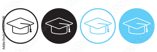 Education icon logo design. Graduation cap sign and symbol. Graduate. Students cap