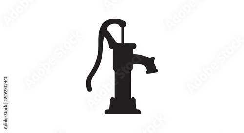Vintage water pump silhouette against a white background