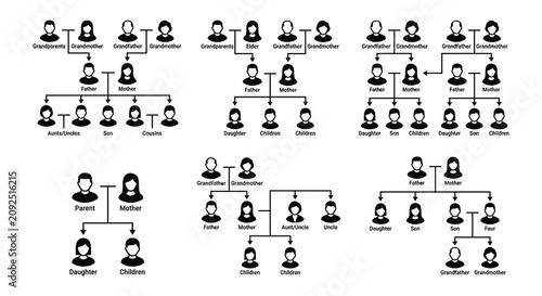 Canvastavla Family Tree Diagram Vector Illustration With Generational Relationships