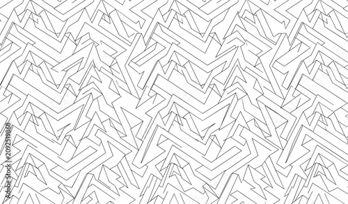 Cuadro en lienzo Black and white seamless geometric pattern featuring a complex, repetitive angul