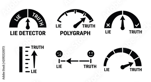 Canvastavla Lie to truth scale icons black vector illustration on white background