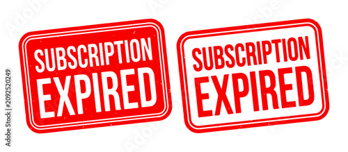 Fotografie Subscription Expired Stamps, Red and White Labels, Service Termination Notificat