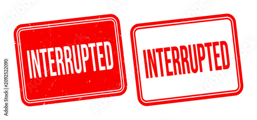 Bild auf Leinwand Interrupted Sign Set, Red and White Warning Labels, Stop Signal Graphics, Commun