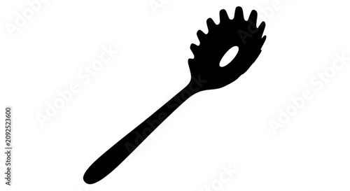 Schilderij op canvas Black silhouette of a spatula on white background with spatula against plain min