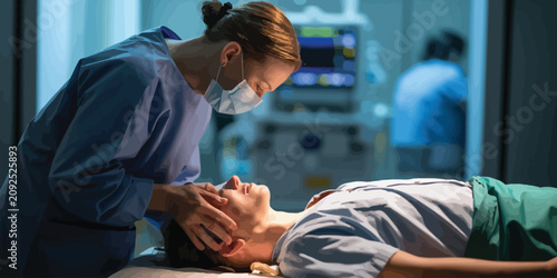 Bild auf Leinwand Medical professional, nurse, performing CPR, emergency care, healthcare worker