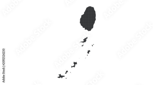 Canvastavla Detailed vector map of Saint Vincent and the Grenadines featuring a complex halftone dot pattern texture isolated on a white background, perfect for geography projects