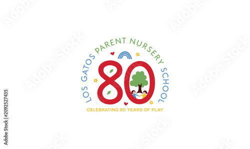 Quadro su tela Colorful 80 Anniversary Education Emblem Vector