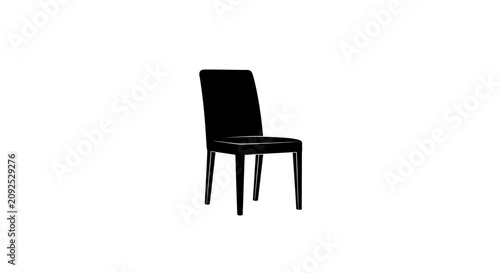 Принти на полотні Simple black chair with four legs with set against plain white background backre