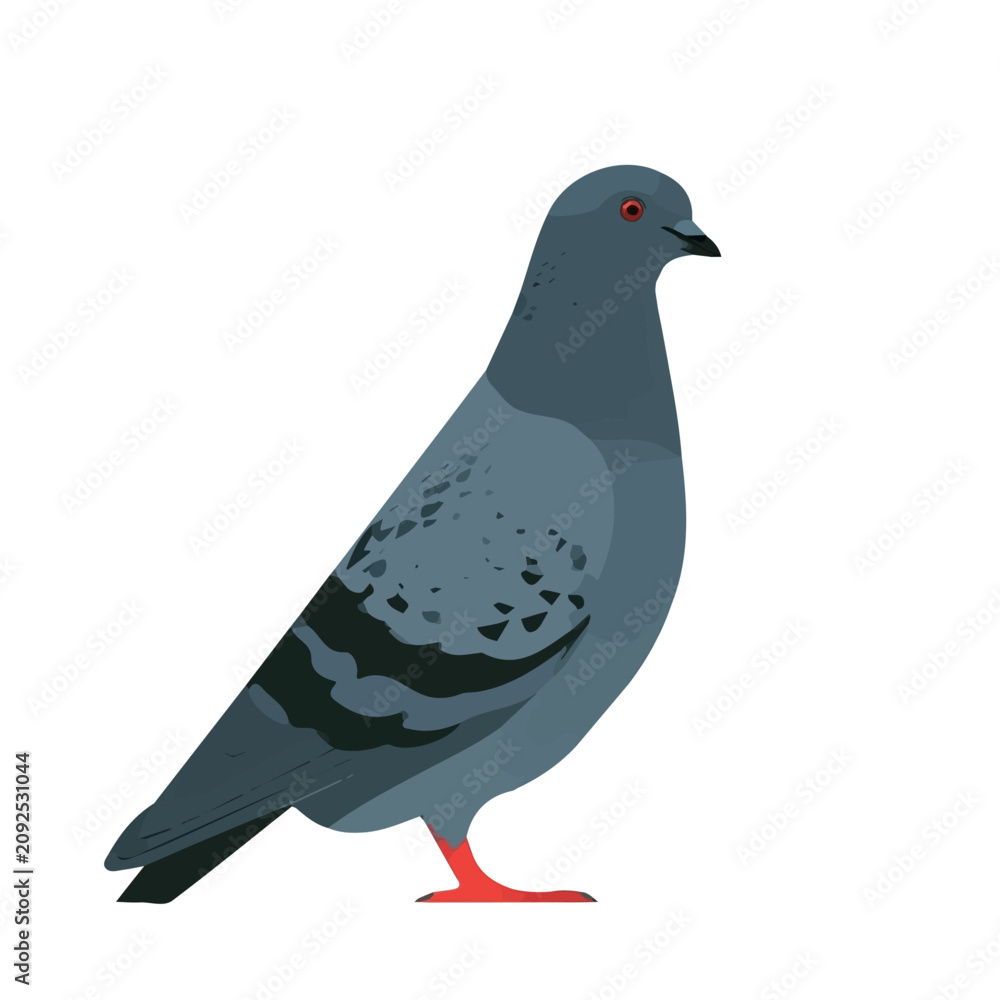 Obraz premium Simple flat 2D illustration of Pigeon, modern minimalist artwork, isolated on a white background.