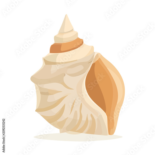 Tableau sur toile Whelk, flat 2D graphic illustration in a modern minimal style, isolated on a white background