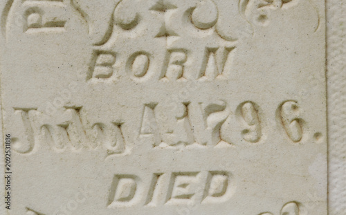 Close up of Historic Headstone in Rural East Texas Cemetery