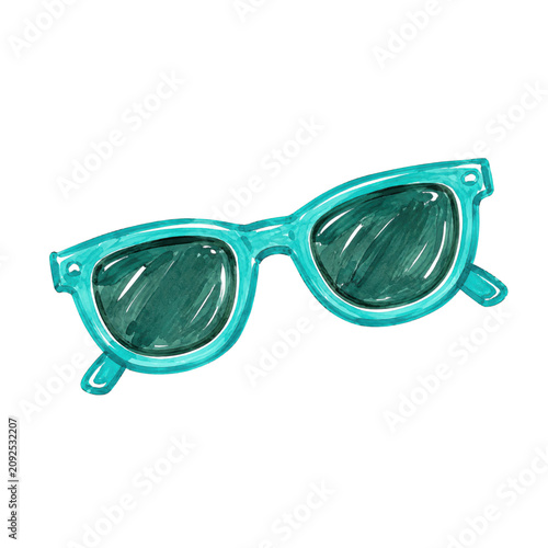 Turquoise Cat Eye Sunglasses Summer Beach Fashion Illustration for Tropical Vacation Designs