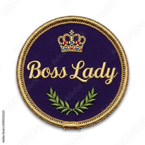Boss lady embroidered patch with crown and laurel wreath