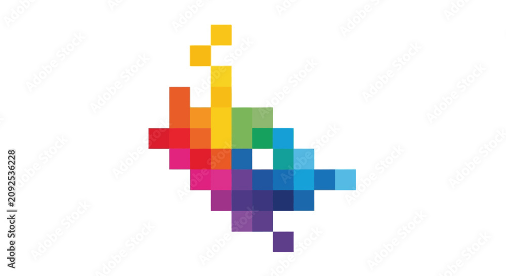 Fototapeta premium Abstract Colorful Pixel Art Bird Graphic Isolated on White Background, Vibrant Digital Design Concept