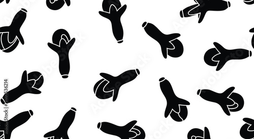 Seamless pattern of black clove spice silhouettes isolated on white background representing organic aroma.