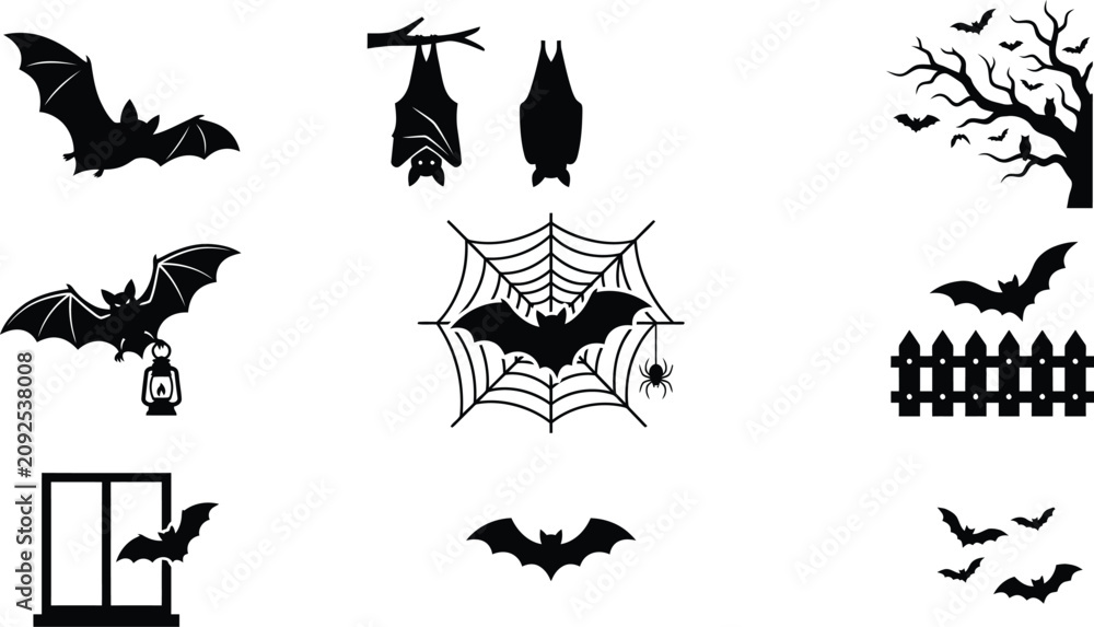 Fototapeta premium Halloween bat silhouettes for decor and design