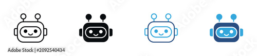 Chatbot Icon Set. AI Assistant, Virtual Support, Customer Service and Conversational AI Symbols. Vector Illustration.