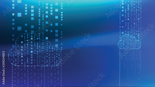abstract cloud  binary code with blue background concept.illustration.
